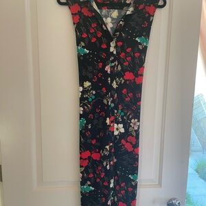 Tommy Hilfiger Women's Floral Sleeveless Button Down Collared Slinky Midi Dress